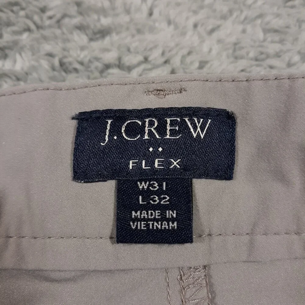J.CREW Flex Chino Pants Mens Waist 31‎ Inseam 32 Slim Gray Lightweight Polyester